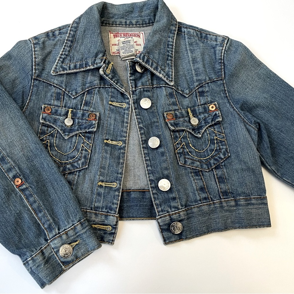 Women's True Religion cute crop jean jacket size Small